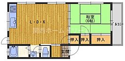 コーポ御堂 1LDKの間取図画像