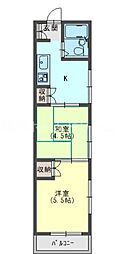 大野マンション 2Kの間取図画像