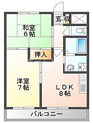 ウィンドヒル守口 2LDKの間取図画像