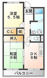 スターリングハイツ 2DKの間取図画像