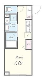 都営新宿線 瑞江駅 徒歩10分の賃貸アパート 3階ワンルームの間取り