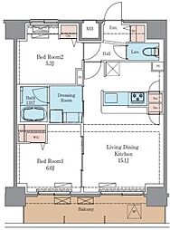 LUXENAPAWS南行徳 2LDKの間取図画像