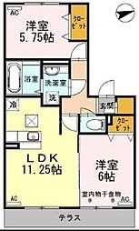 リルシア 2LDKの間取図画像