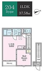 エトワールヴァリ プレリュード 1LDKの間取図画像