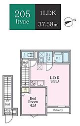 エトワールヴァリ プレリュード 1LDKの間取図画像