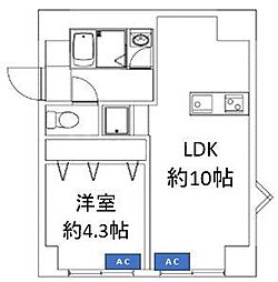 アルベール 1LDKの間取図画像