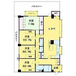 パルシティ笈川 4LDKの間取図画像