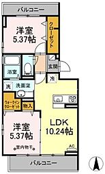 令和ハウス 2LDKの間取図画像