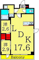 ドゥーエ一之江 2LDKの間取図画像