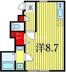 リブリ・kitakasai ワンルームの間取図画像