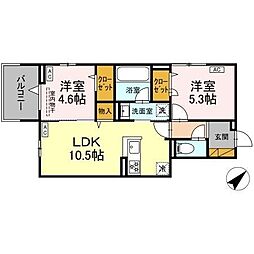 D-Lotus 2LDKの間取図画像