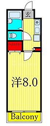 カリブ 1Kの間取図画像