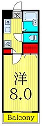 カリブ 1Kの間取図画像