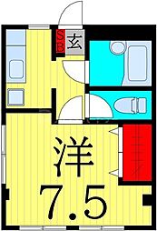 サンライトマンション 1Kの間取図画像