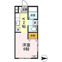 ハーミテージ 1Kの間取図画像