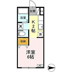 ハーミテージ 1Kの間取図画像