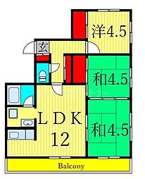 フジマンション第1 3LDKの間取図画像