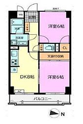 ケリーズマンション 2DKの間取図画像