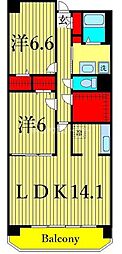 パールパレス 2LDKの間取図画像