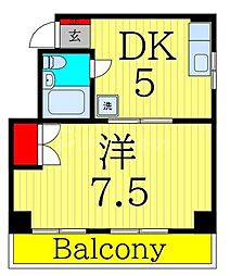 B.L.D.G福島 1DKの間取図画像