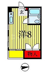 エルムーントビサン1 ワンルームの間取図画像