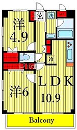 プレリヴィエール 2LDKの間取図画像