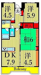 ルネス・アンティーム 2LDKの間取図画像