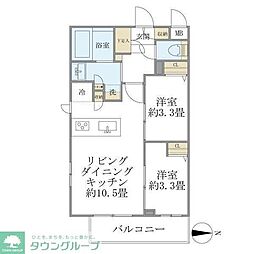 Ｌａ　Ｐｅｒｌａ　Ｎａｋａｎｏ 4階2LDKの間取り