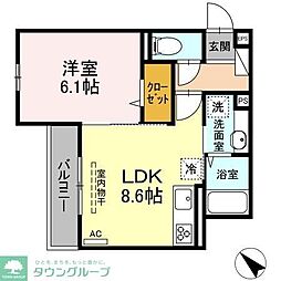 ガーデニア 2階1LDKの間取り