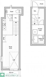 リュクス吉祥寺イースト 2階1Kの間取り