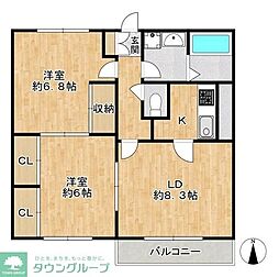 Ｓ・ＣＯＵＲＴ 2階2LDKの間取り