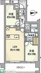 アトラス中野南台 4階2LDKの間取り