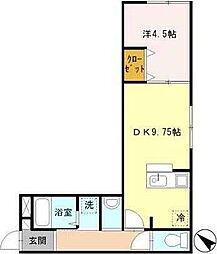 ブライトヒル 2階1DKの間取り
