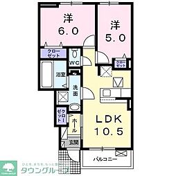 フランカーサII 1階2LDKの間取り