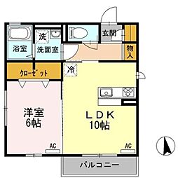 メゾンみつわ 2階1LDKの間取り