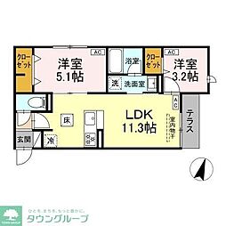 D-PRECIOUS高野台 2LDKの間取図画像