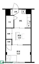 ダイヤモンドパレス 2DKの間取図画像