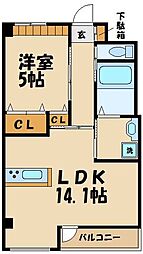 ヴィラ・カンターレ 1LDKの間取図画像