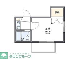 レオパレス赤い家 1Kの間取図画像