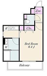 アルテシモルスト ワンルームの間取図画像