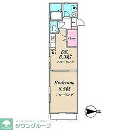 ヴィヴィエンダミー 1DKの間取図画像