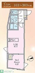エルファーロ中野IX 1LDKの間取図画像