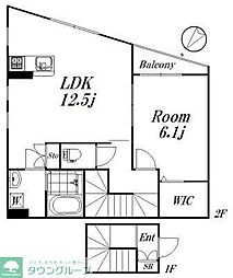 カーサ・ブルーノ 1LDKの間取図画像