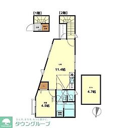 カノン中野坂上 1LDKの間取図画像