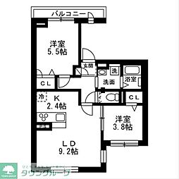 (仮)中野区東中野1丁目新築 2LDKの間取図画像