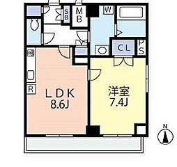 グランヴァン中野新橋 1LDKの間取図画像