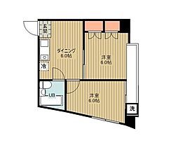 ビバリーハウスNo.7 2DKの間取図画像