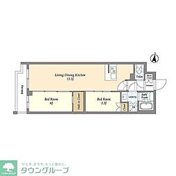 ASYLCOURT練馬中村橋 2LDKの間取図画像