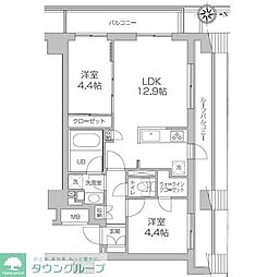 レジディア高円寺 2LDKの間取図画像
