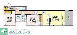 セレスティア清水 2LDKの間取図画像